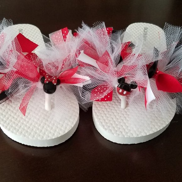Mickey & Minnie Mouse Flip Flops for Girls Sz 1-2 - Picture 4 of 4